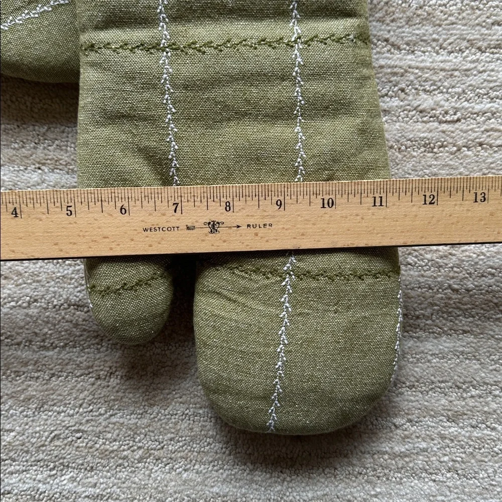 Set of 2 Faux Stitched Grid Oven Mitts Green Hearth & Hand™ with Magnolia